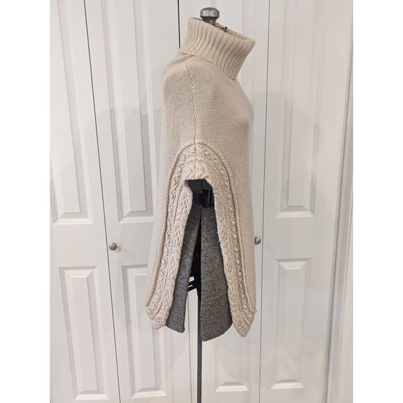 NWT Mason TurtleNeck Sweater Shawl Poncho Wool SOFT Gorgeous! Medium (O/S) Beige - Picture 3 of 9